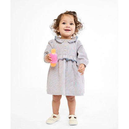 Hannah Baby Dress, Indigo Linen Stripe|9003