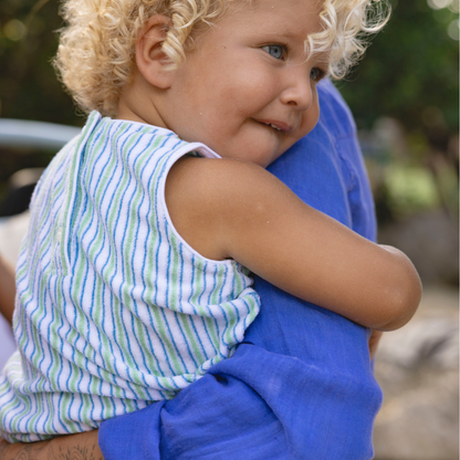 baby tamarin stripe french terry bubble romper|11432