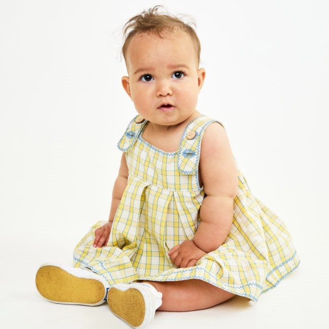 Daisy Baby Dress, Yellow Picnic Check|6692