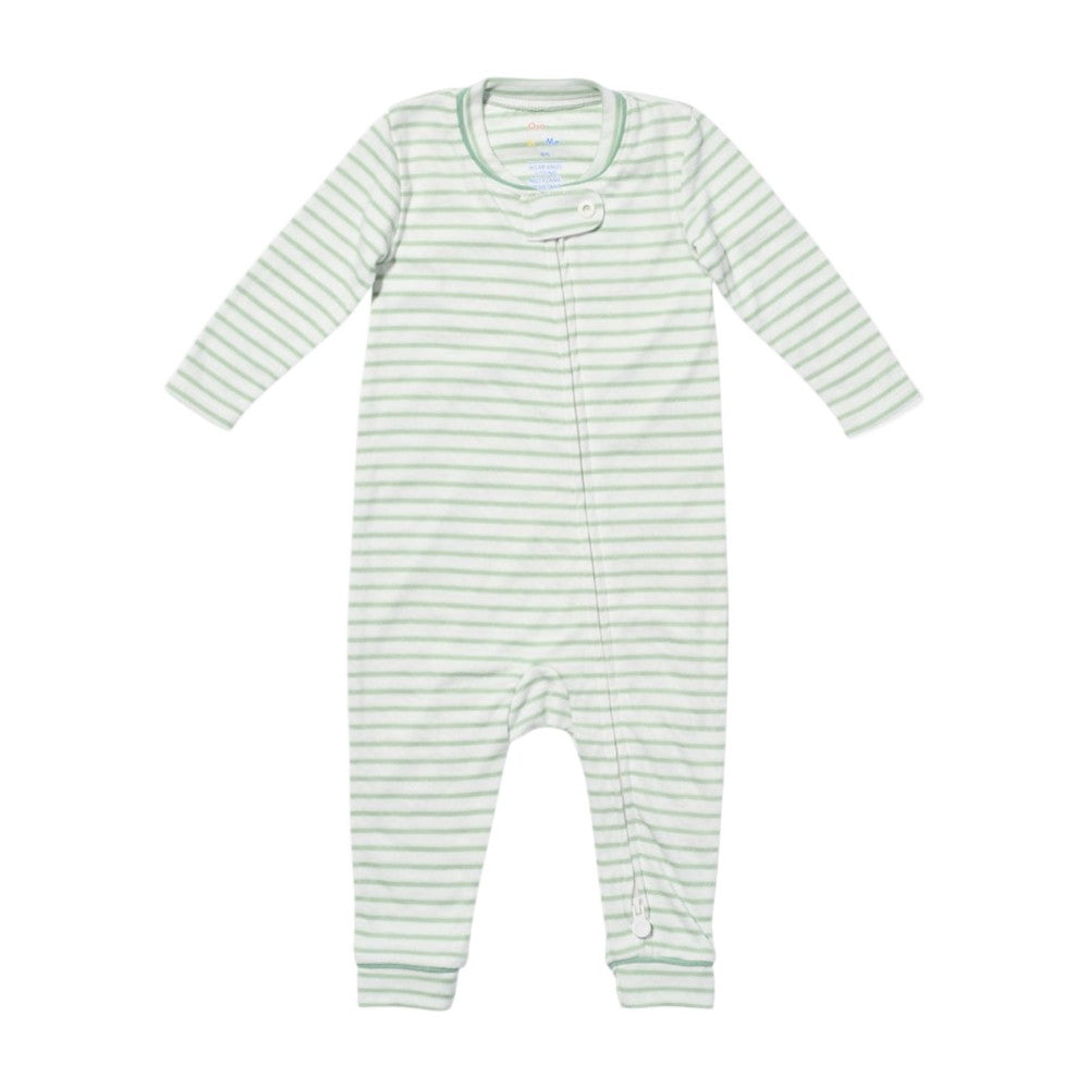 Ziggy Zip Romper, Dusty Seafoam Mini Stripe|10773