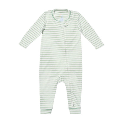 Ziggy Zip Romper, Dusty Seafoam Mini Stripe|10773