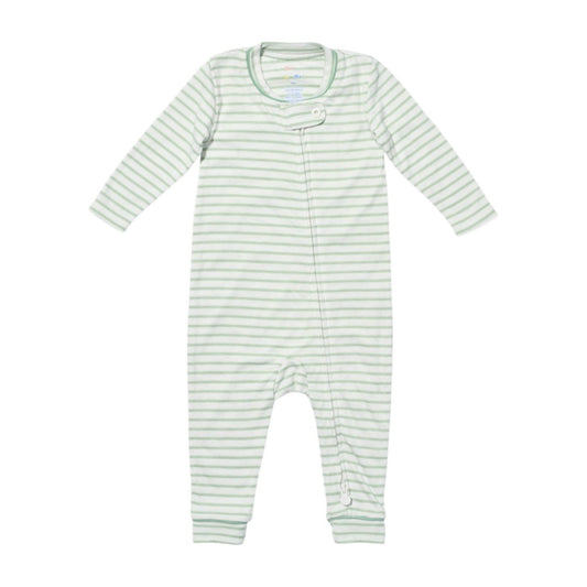 Ziggy Zip Romper, Dusty Seafoam Mini Stripe|10773