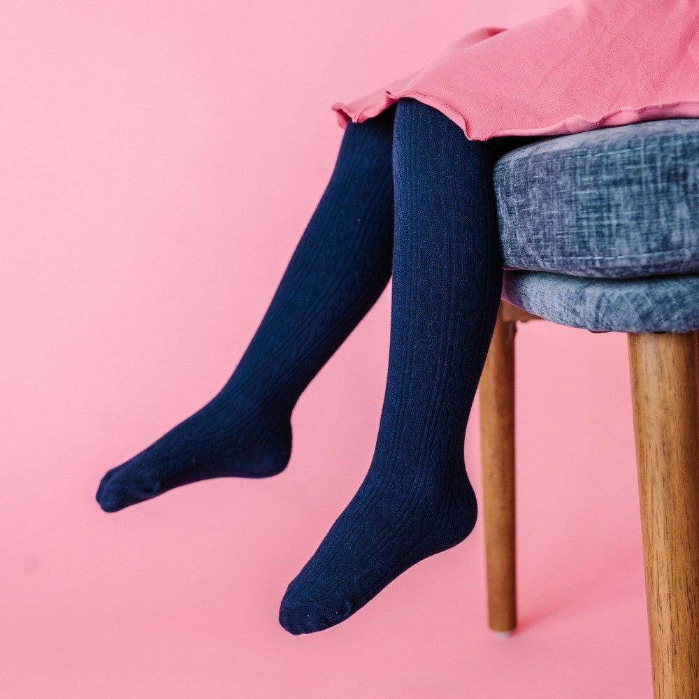 Navy Cable Knit Tights|12967
