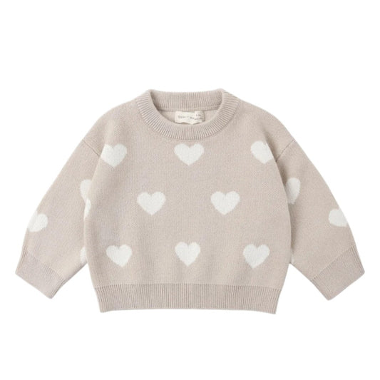 Heart Knit Sweater Oat|10745