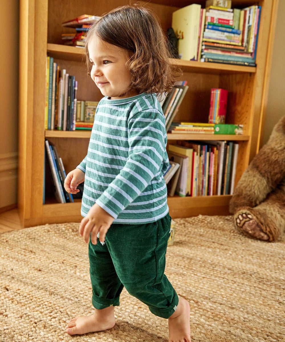 Edward Baby T-Shirt, Forest Stripe|9357