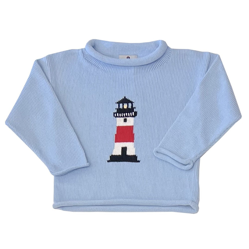 Lighthouse Roll Neck Sweater-Chatham Bars Blue|12840