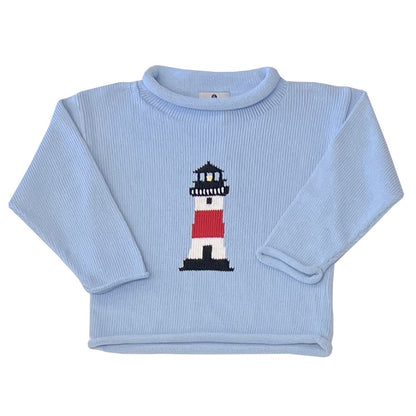 Lighthouse Roll Neck Sweater-Chatham Bars Blue|12840