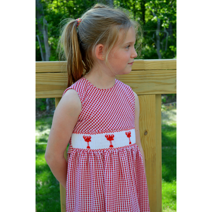 Lobster Seersucker Dress Red|11593