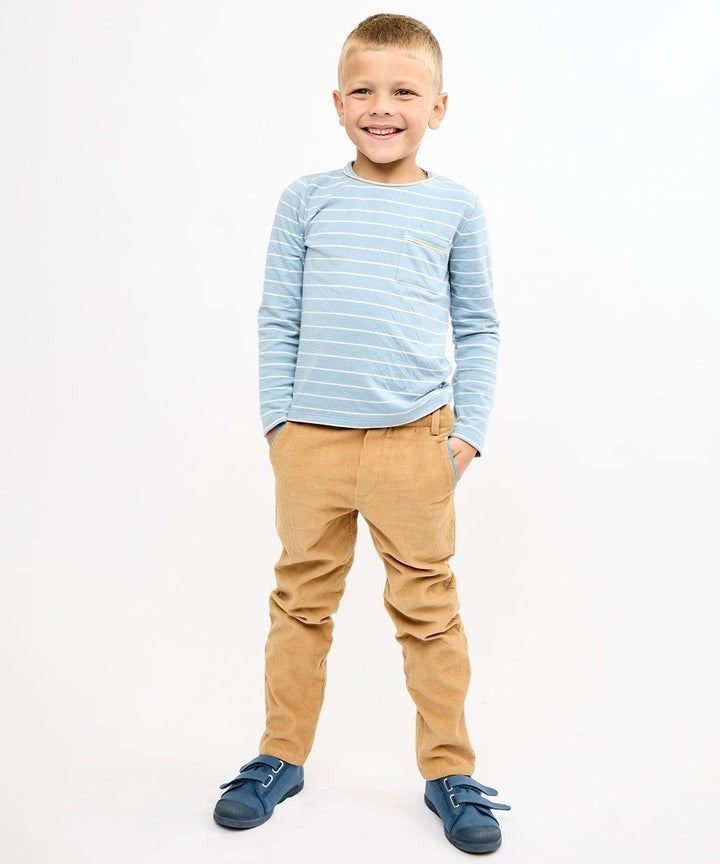 Edward T-Shirt, Dusty Blue Fine Stripes|9471