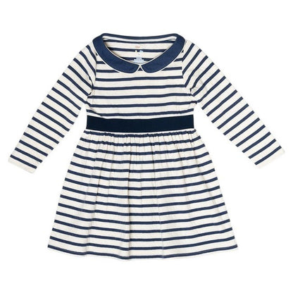 Marie Clare Dress, Navy Stripe|9420