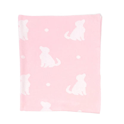 Playful Pups Reversible Knit Blanket-Baby Pink|12832