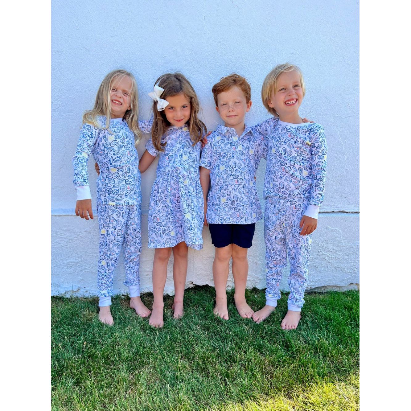 Oysters Two Piece Kids Pajamas - Pearl Blue|7373