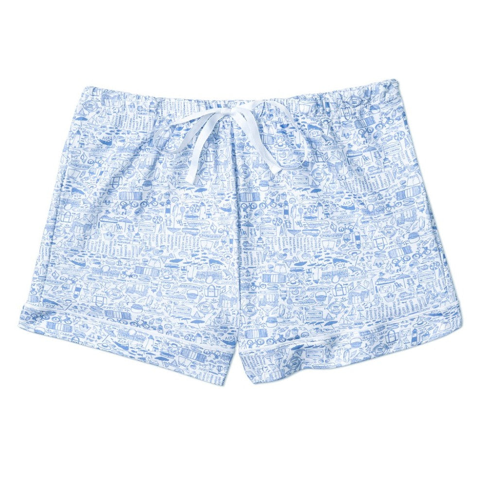 Nantucket Women's Short Button Up PJs- Blue|10190