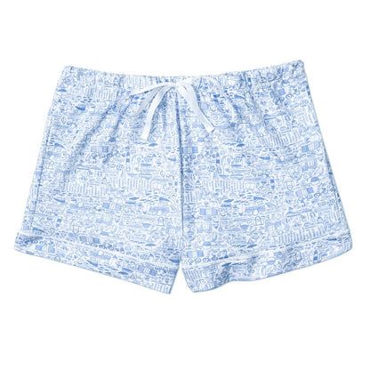 Nantucket Women's Short Button Up PJs- Blue|10190