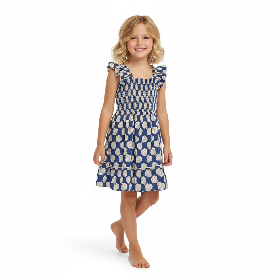 Mini Paloma Dress- Shell Beach Navy|11759