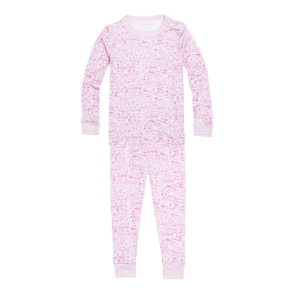 Nantucket Two Piece Kids Pajamas - Peony Pink|7369