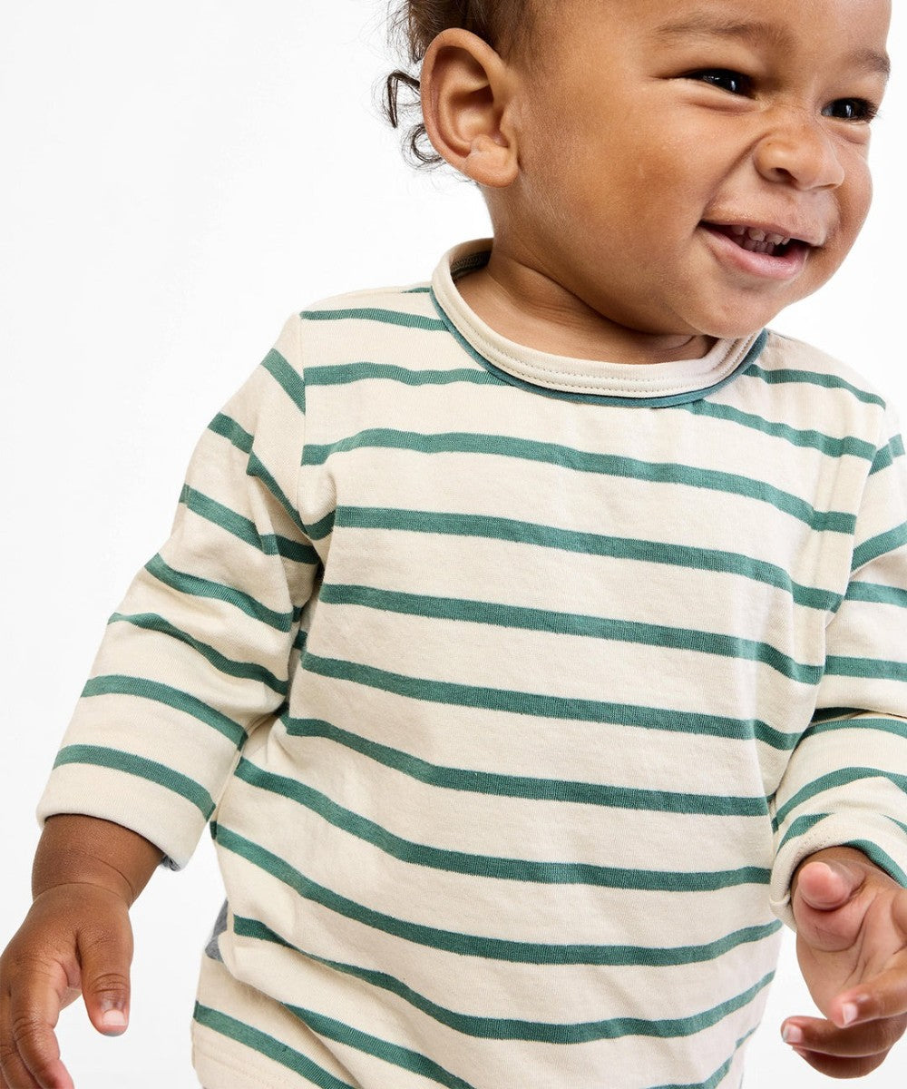 Edward Baby T-Shirt, Pine Stripe|9344