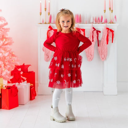 Peppermint Swirl Christmas LS Tutu Dress|13234