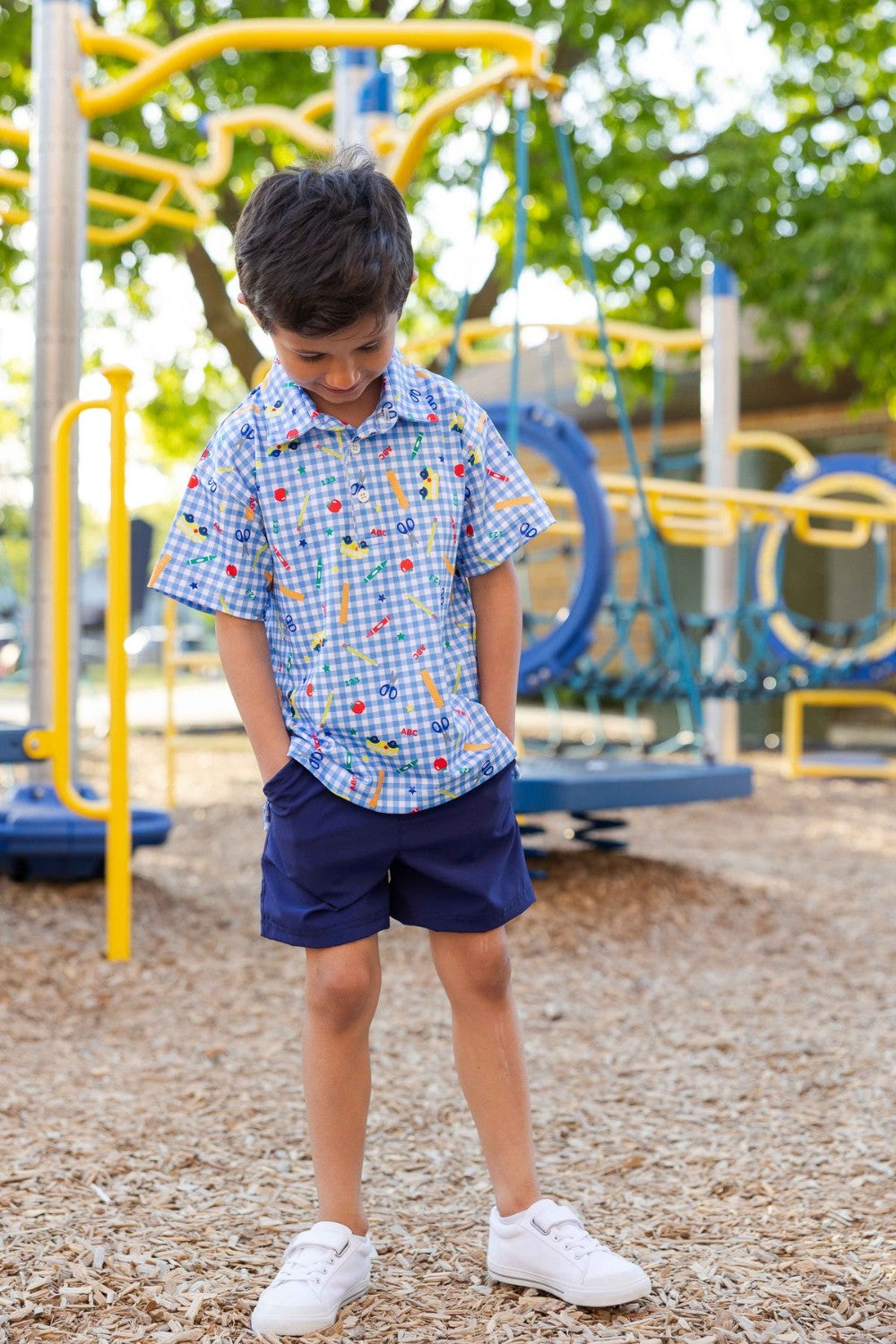 School Print Performance Knit Polo|12896