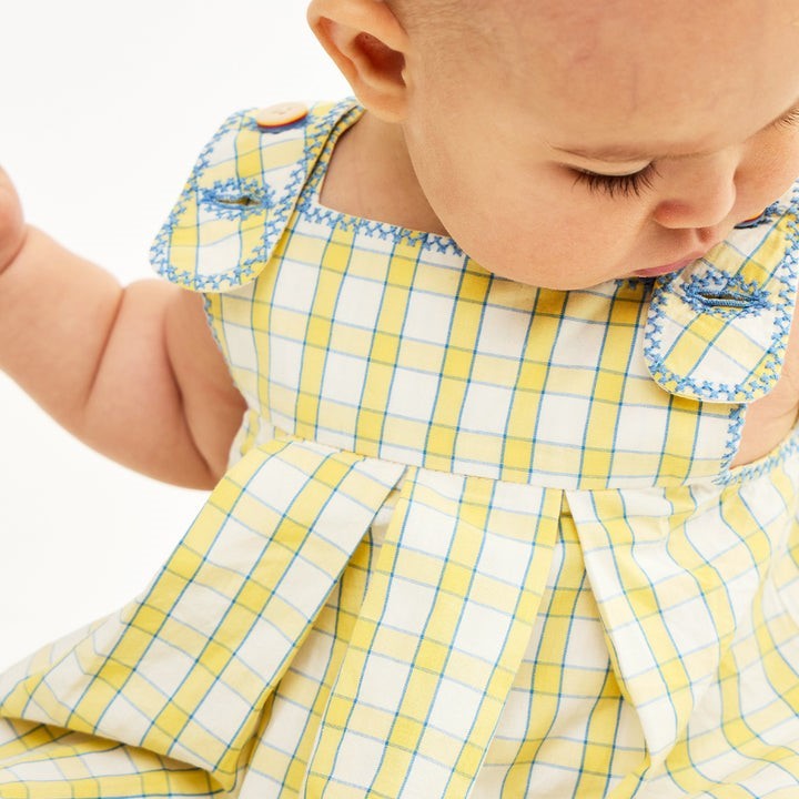 Daisy Baby Dress, Yellow Picnic Check|6691