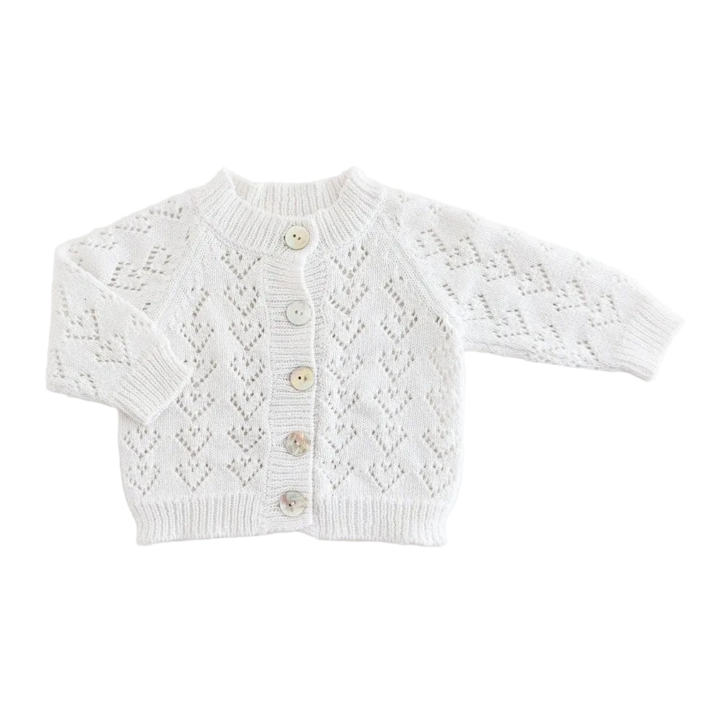 Heart Lace Cardigan-White|12297