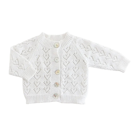 Heart Lace Cardigan-White|12297