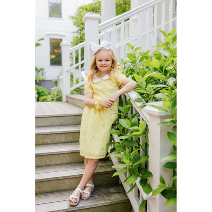 Yellow Gingham Daffodil Dress with Peter Pan Collar|10043