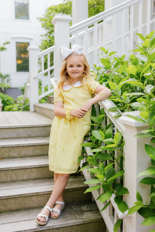 Yellow Gingham Daffodil Dress with Peter Pan Collar|10043
