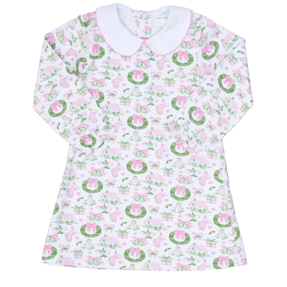 Presley Kait Pink Holiday Toile Dress|13264
