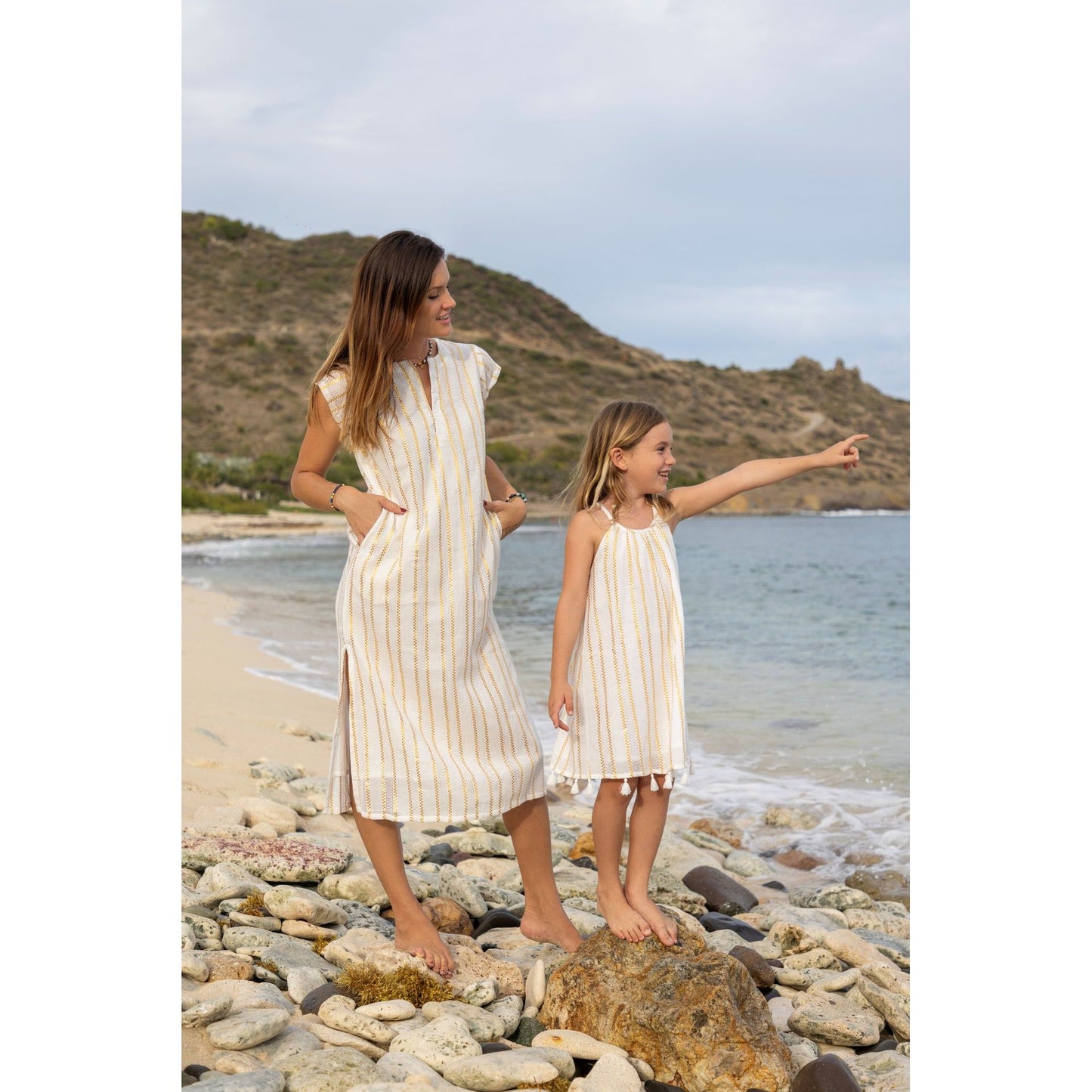 Noa Women's Maxi Caftan Gold Lurex Stripe