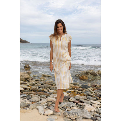 Noa Women's Maxi Caftan Gold Lurex Stripe