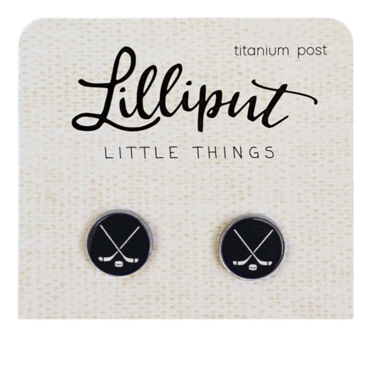 Ice Hockey Earrings - Black