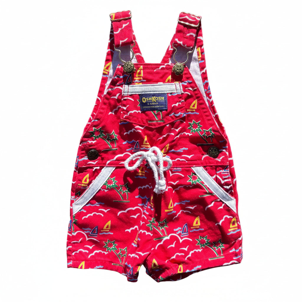 Vintage Red Sailboat Shortalls