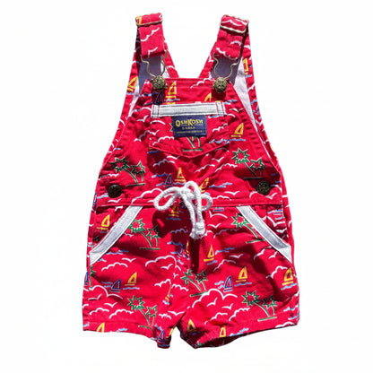 Vintage Red Sailboat Shortalls