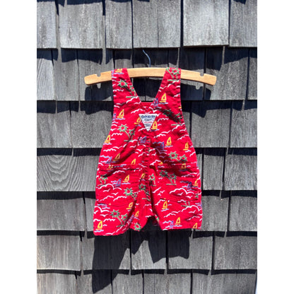 Vintage Red Sailboat Shortalls