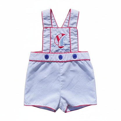 Red White and Blue Sailboat Romper w/ Anchor Buttons