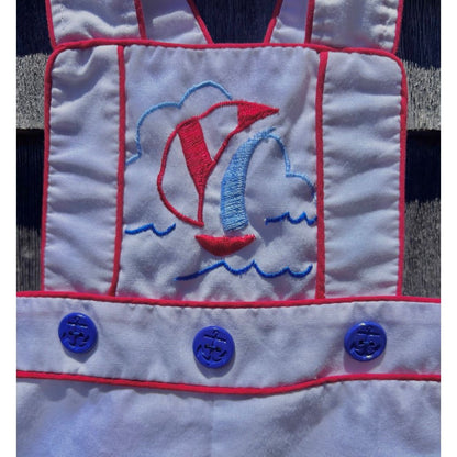 Red White and Blue Sailboat Romper w/ Anchor Buttons