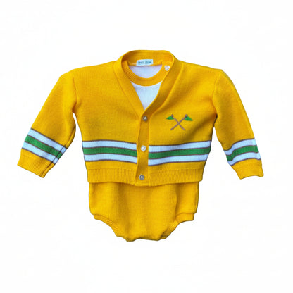Yellow Knit Race Day Onesie with Sweater