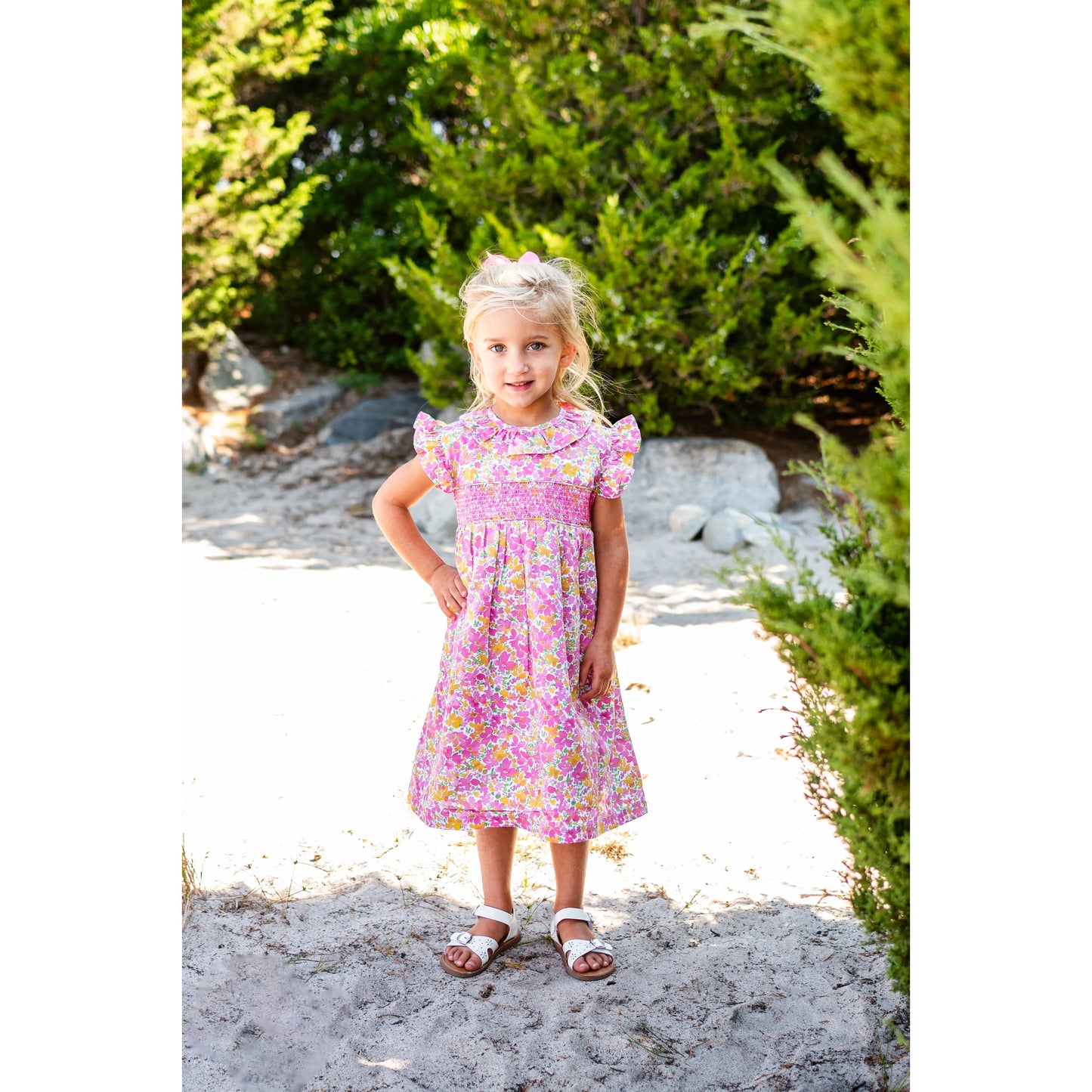 Elle Pink Smocking Dress