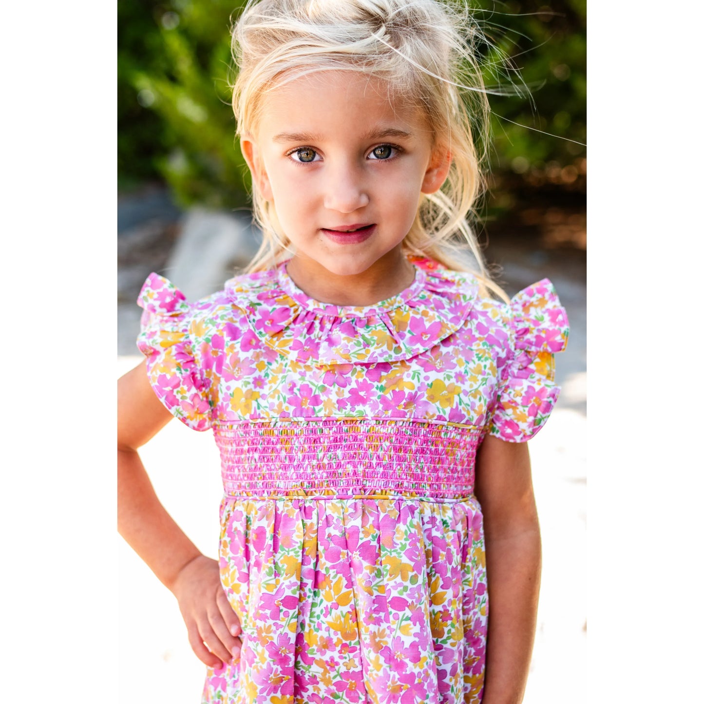 Elle Pink Smocking Dress