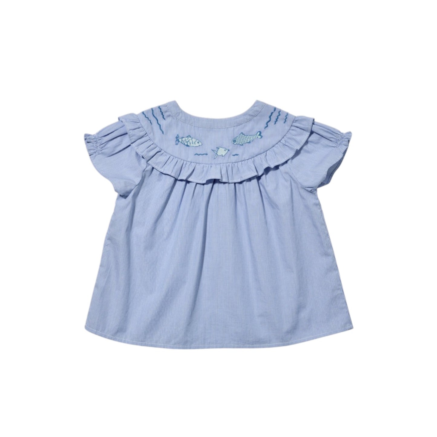 Margo Blouse, Blue Pinstripe
