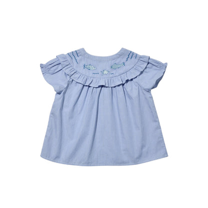 Margo Blouse, Blue Pinstripe