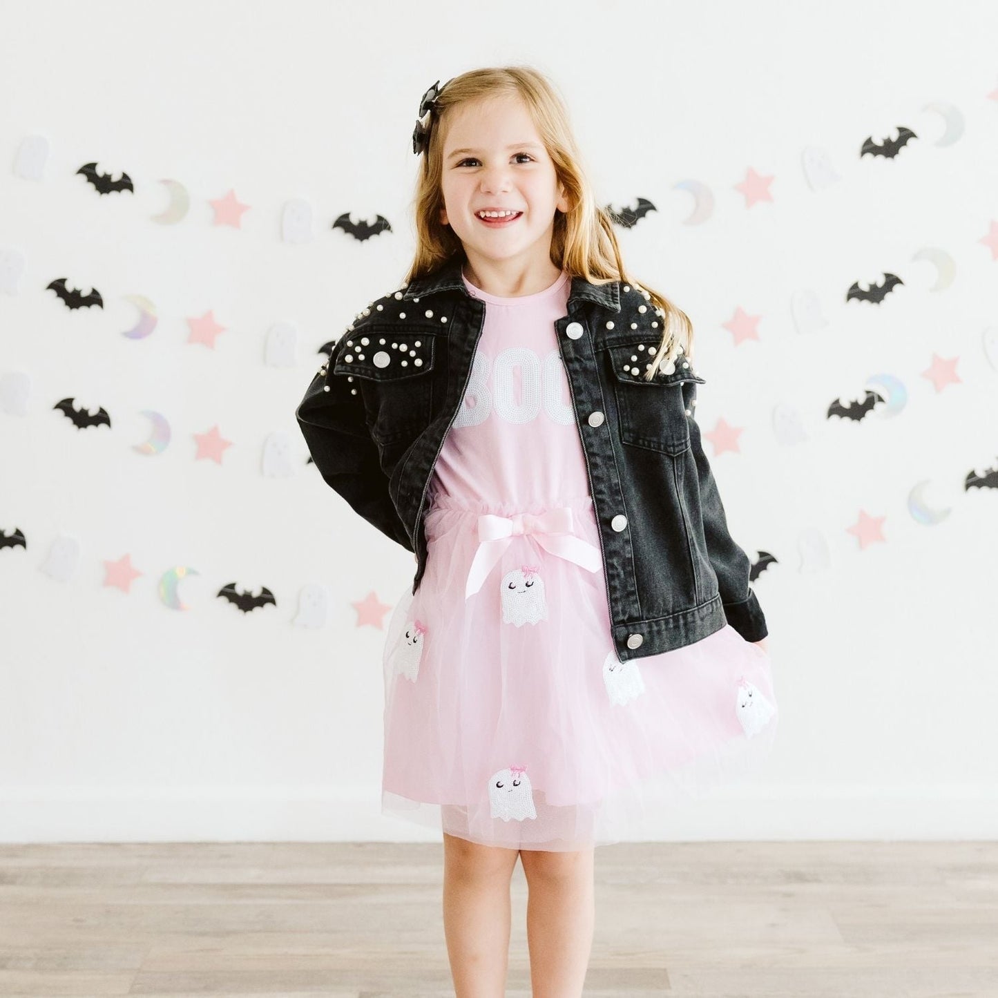 Glitter Bat Halloween Bow Clip Set