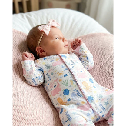 Under The Sea Footed Romper-Pink