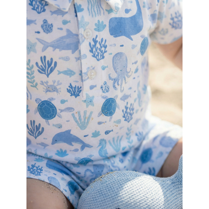 Portside Polo Romper-Under The Sea
