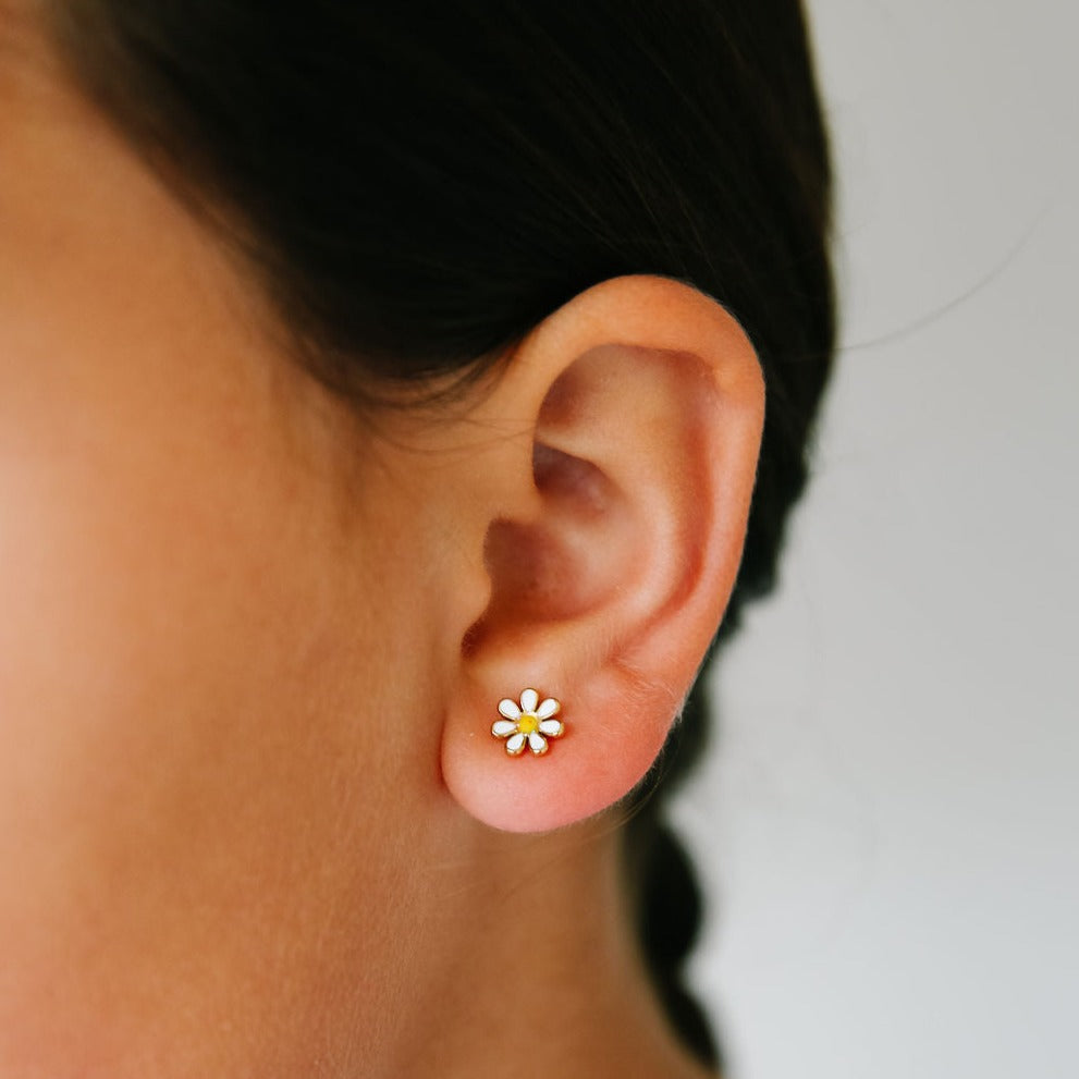 Daisy White Earrings