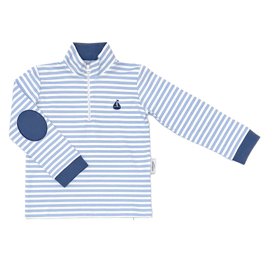 Portside Quarter Zip - Ocean Stripe/Naval Blue