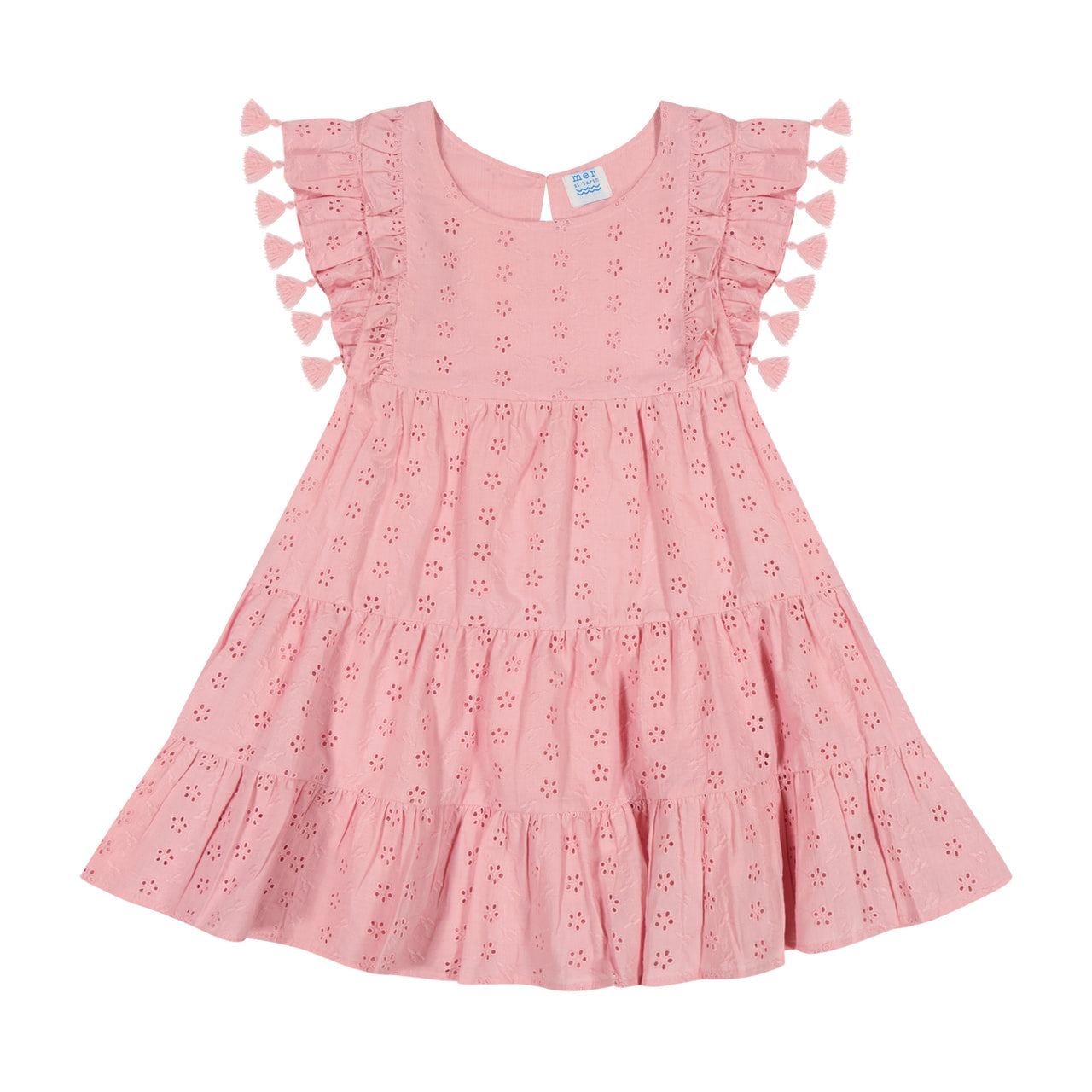 Sophie Tassel Dress- Blush Pink Eyelet