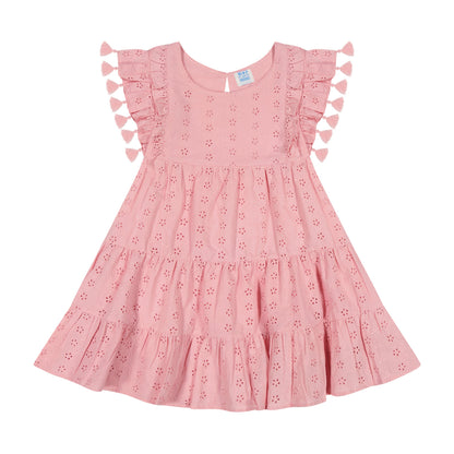Sophie Tassel Dress- Blush Pink Eyelet