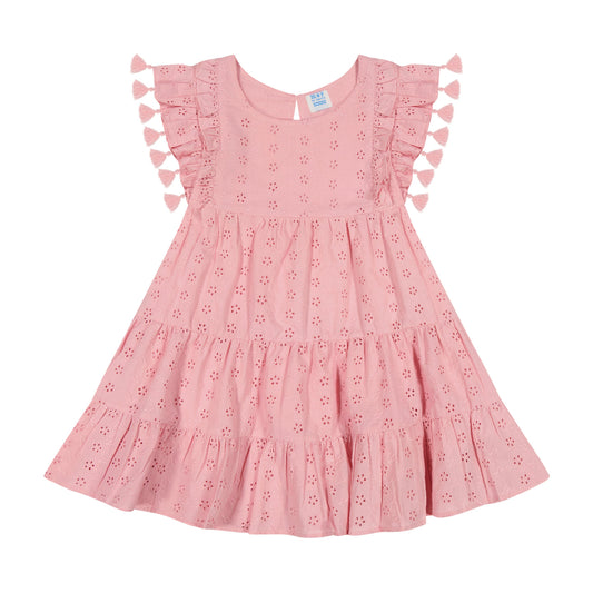 Sophie Tassel Dress- Blush Pink Eyelet